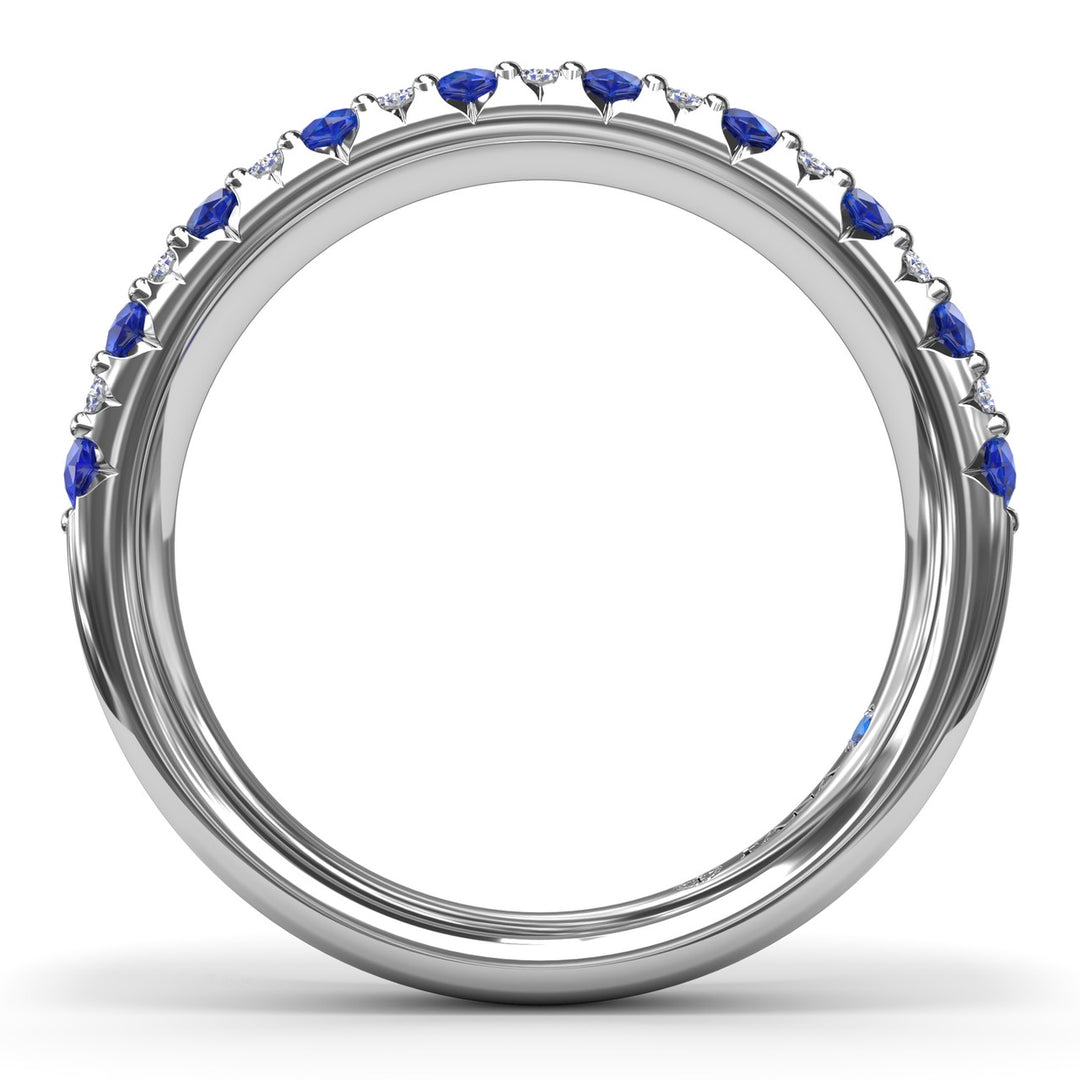 Pave Sapphire and Diamond Anniversary Band