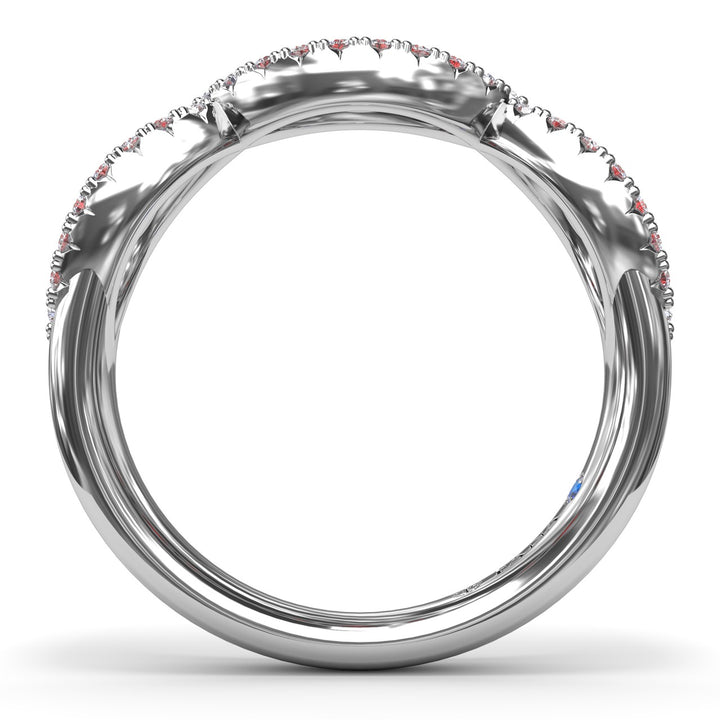 Crossover Ruby and Diamond Wedding Band