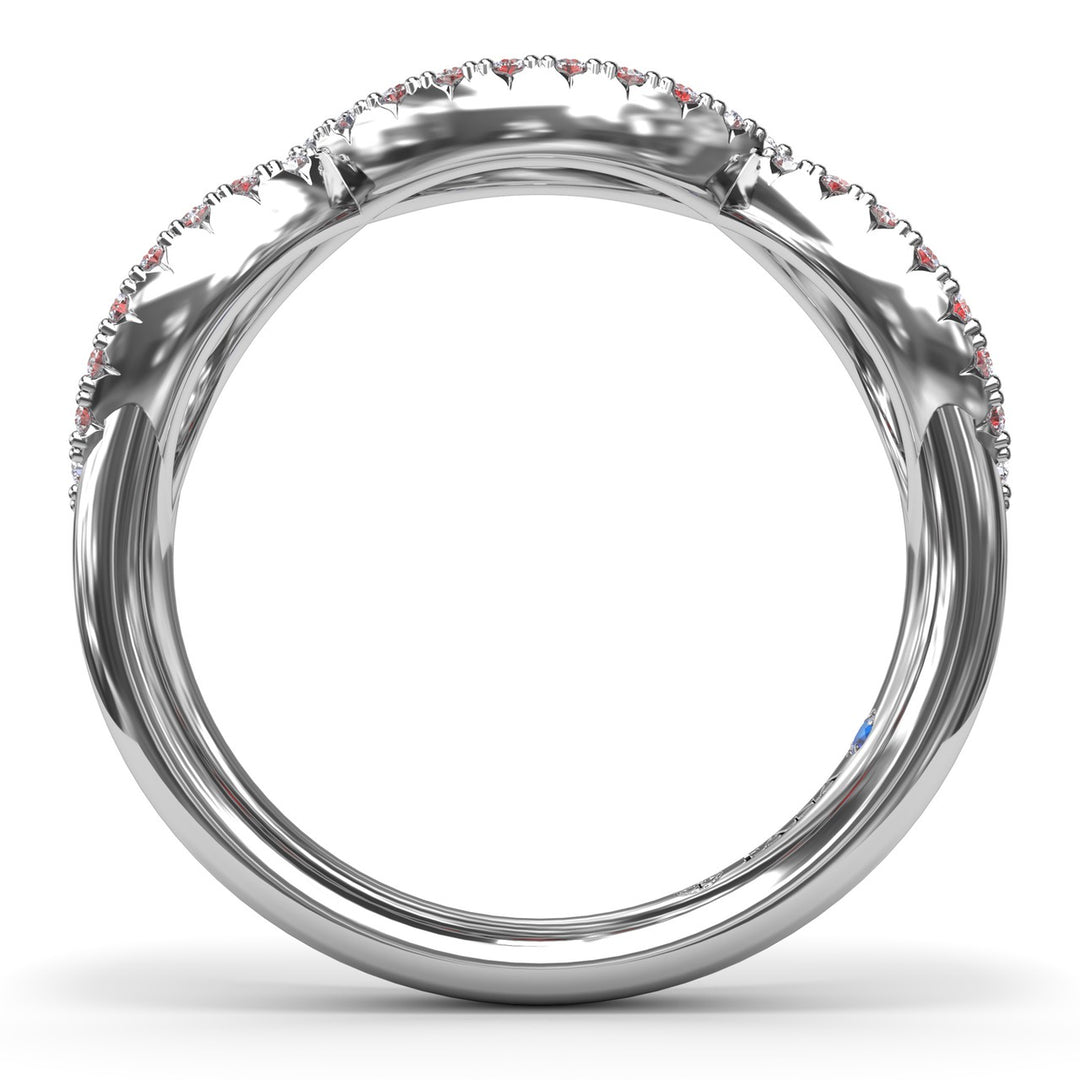 Crossover Ruby and Diamond Wedding Band