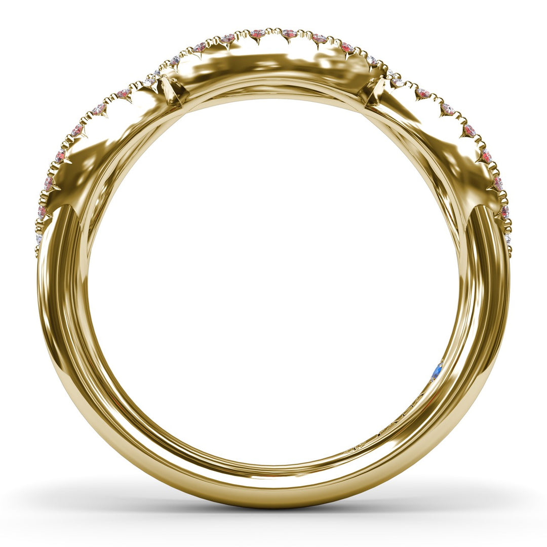 Crossover Ruby and Diamond Wedding Band