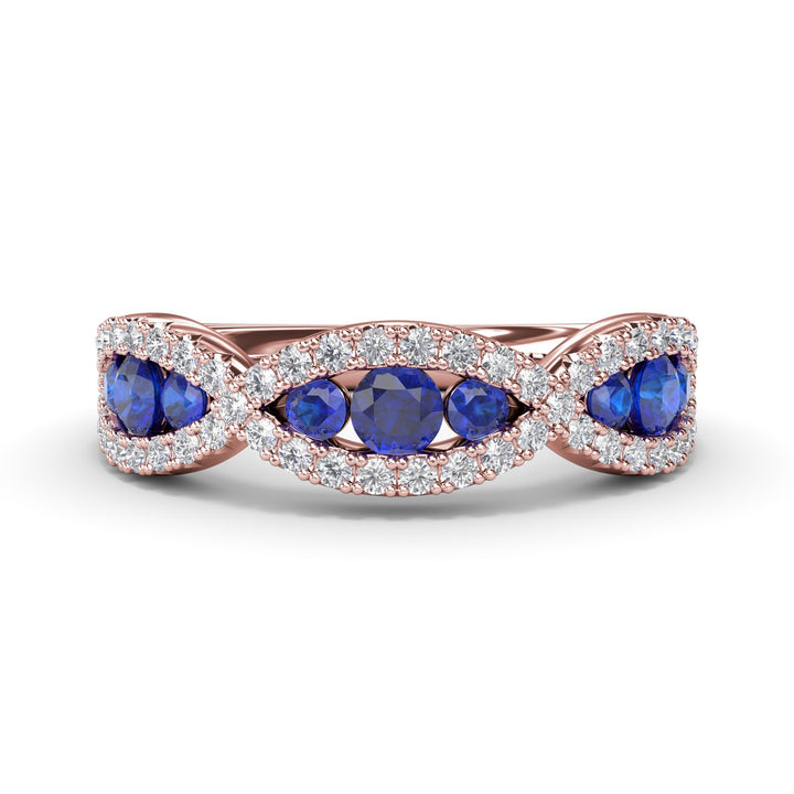 Crossover Sapphire and Diamond Wedding Band
