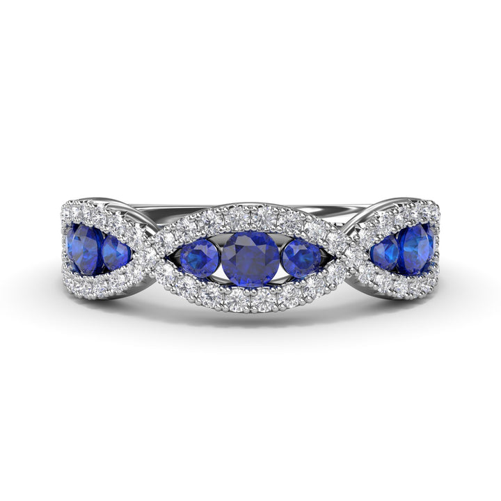 Crossover Sapphire and Diamond Wedding Band