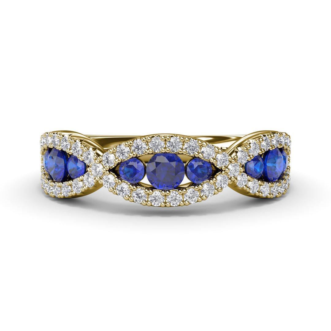 Crossover Sapphire and Diamond Wedding Band