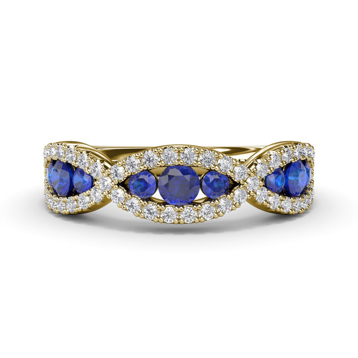 Crossover Sapphire and Diamond Wedding Band