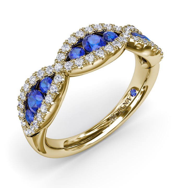 Crossover Sapphire and Diamond Wedding Band
