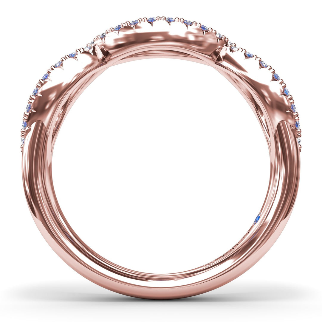 Crossover Sapphire and Diamond Wedding Band