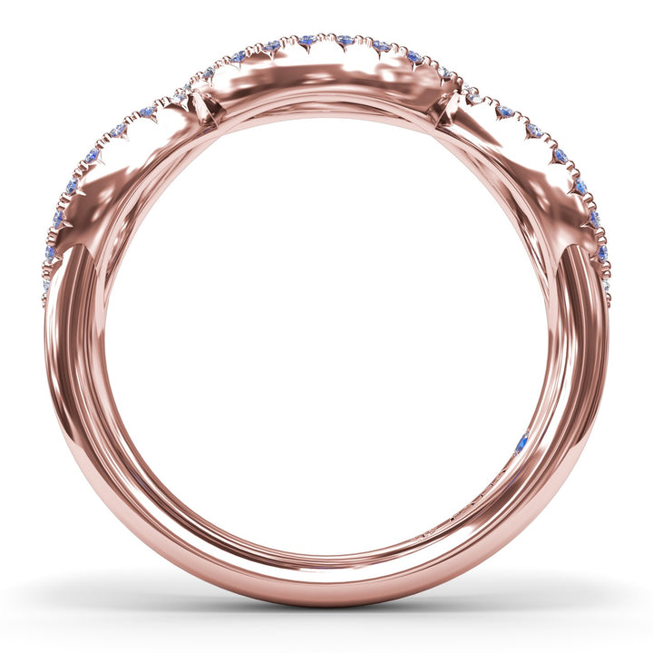 Crossover Sapphire and Diamond Wedding Band