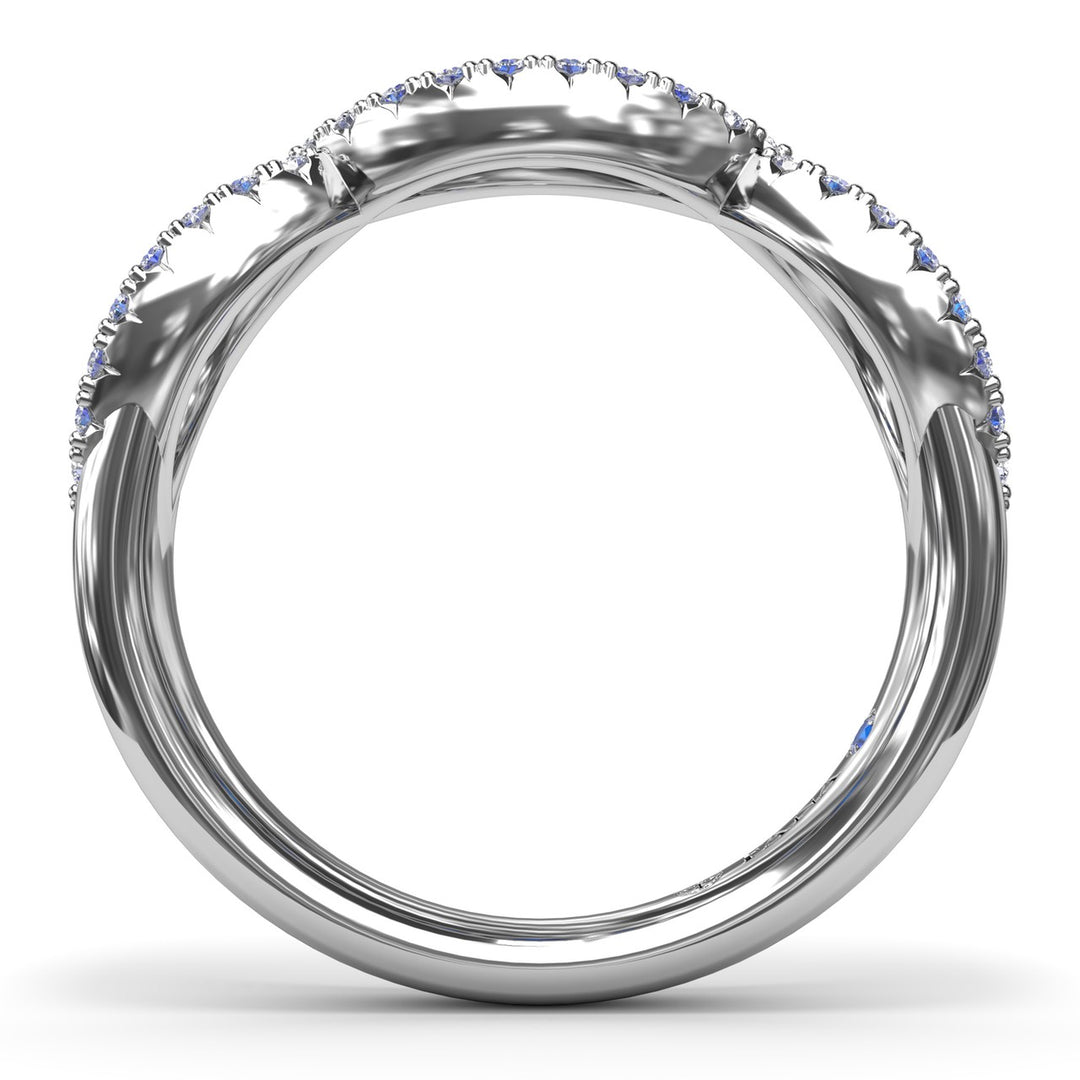 Crossover Sapphire and Diamond Wedding Band