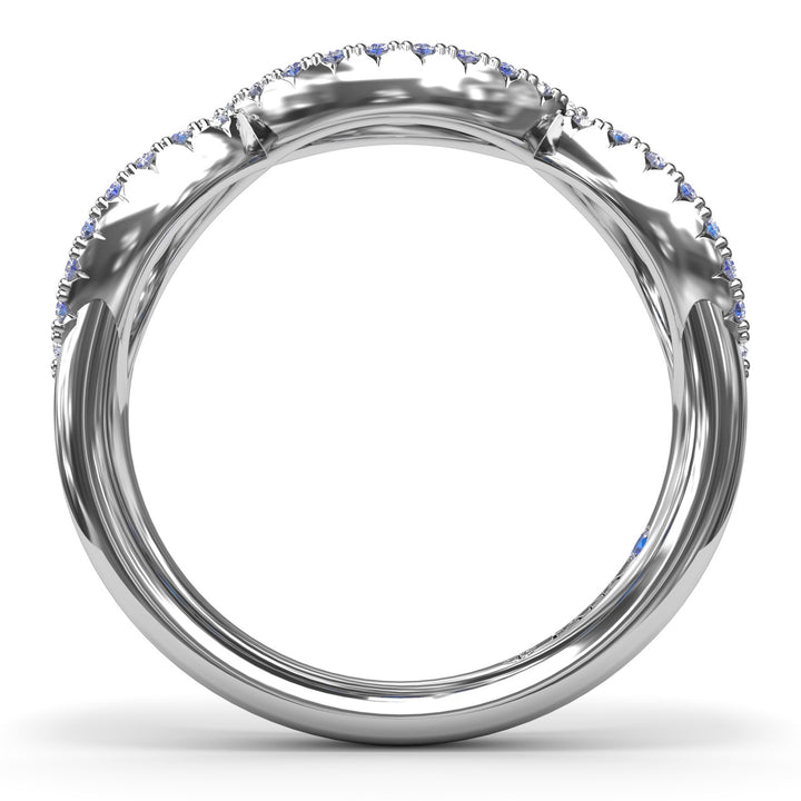 Crossover Sapphire and Diamond Wedding Band