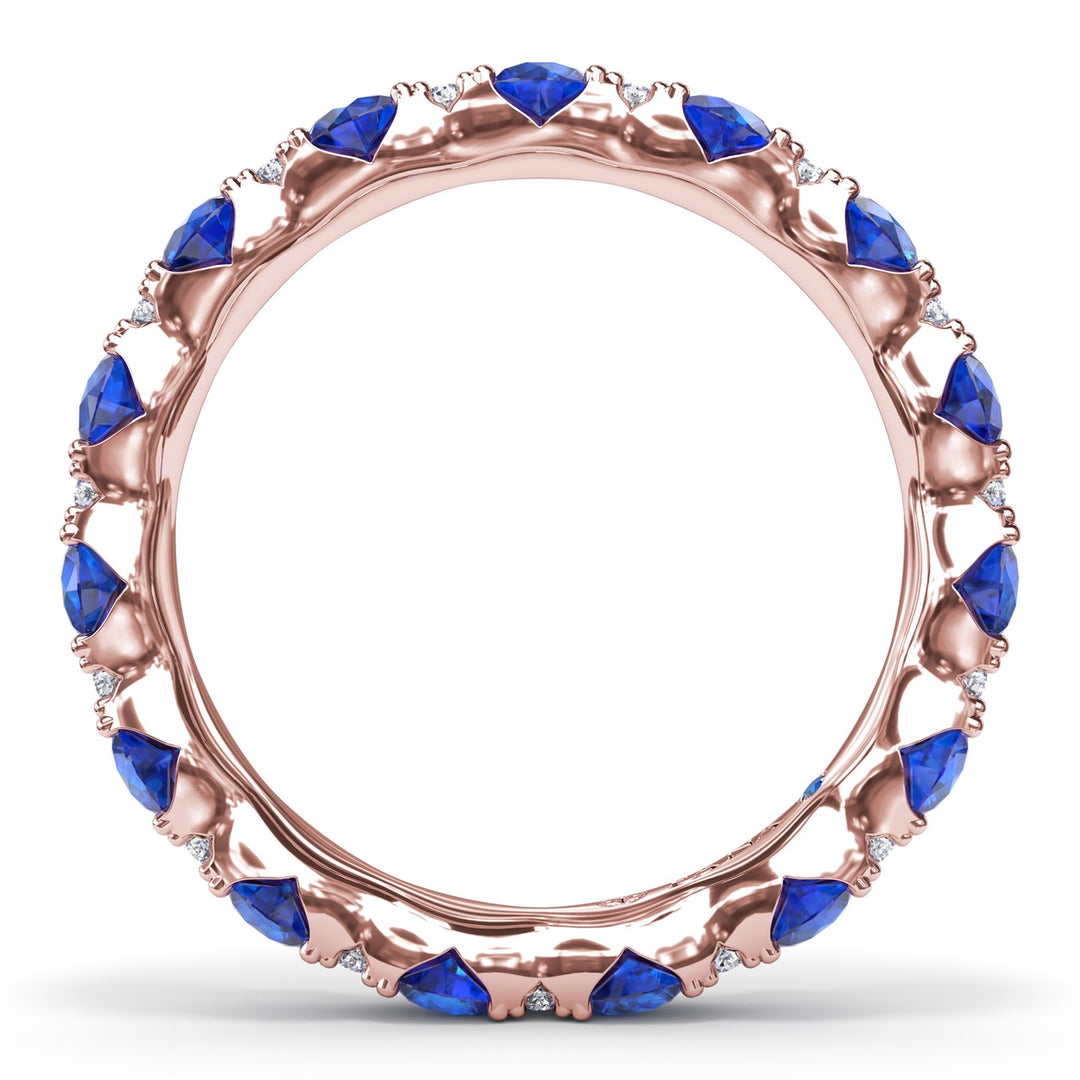 Round Sapphire and Diamond Eternity Band