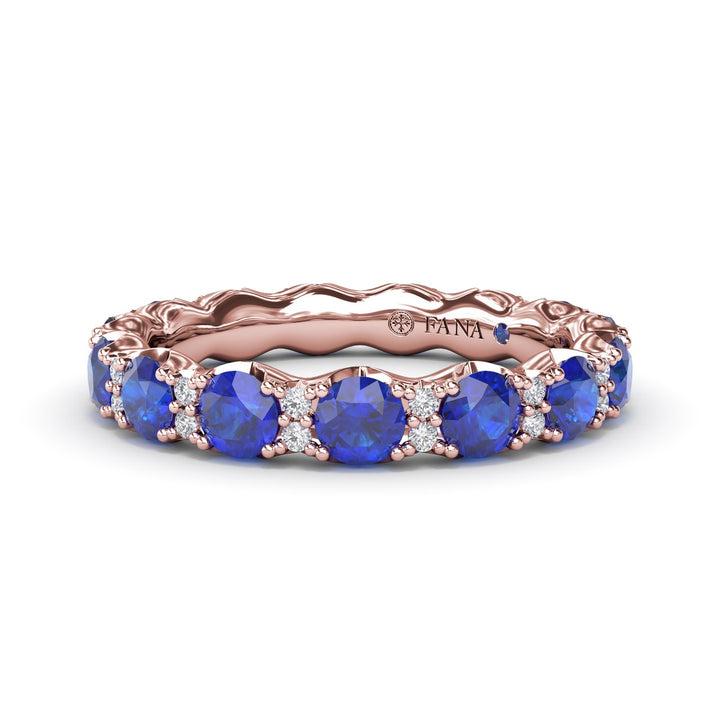 Round Sapphire and Diamond Eternity Band