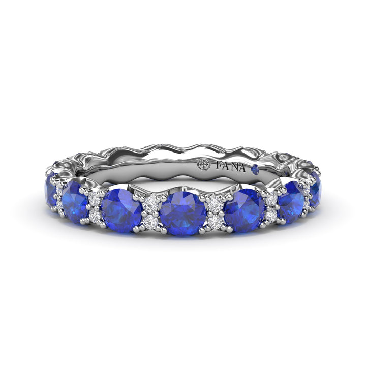 Round Sapphire and Diamond Eternity Band