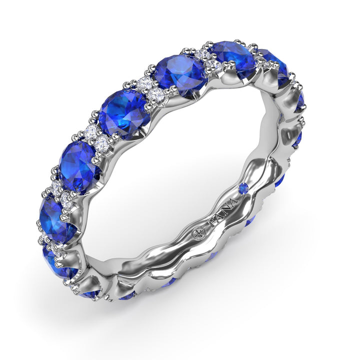 Round Sapphire and Diamond Eternity Band