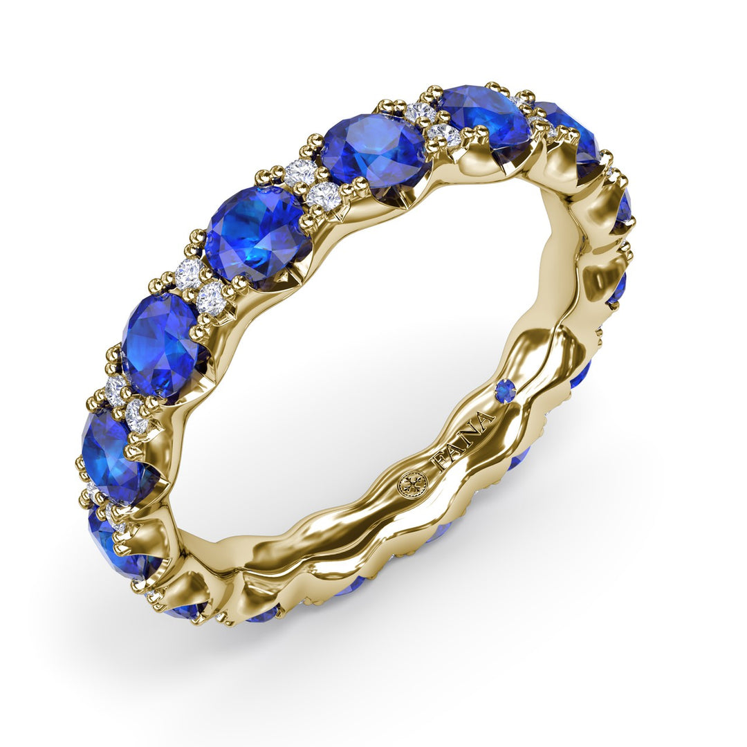 Round Sapphire and Diamond Eternity Band
