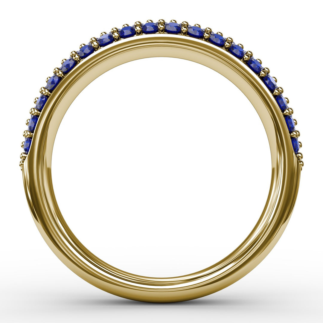 Dazzling Three Row Sapphire Pave Ring
