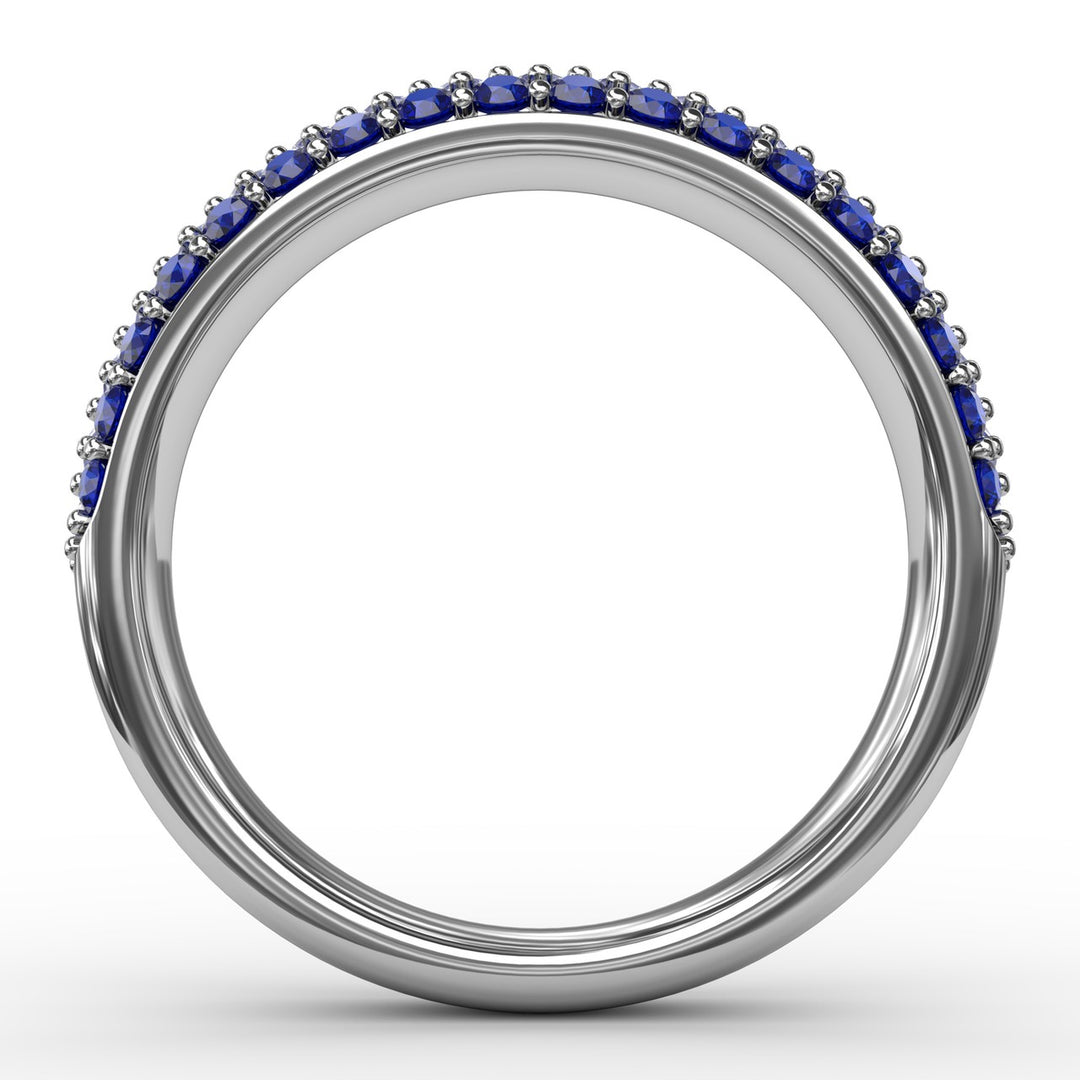 Dazzling Three Row Sapphire Pave Ring
