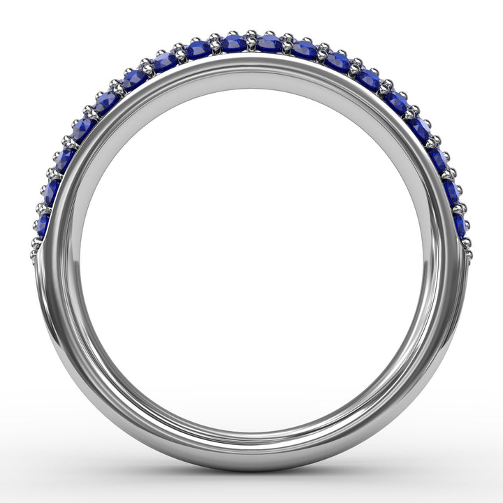 Dazzling Three Row Sapphire Pave Ring