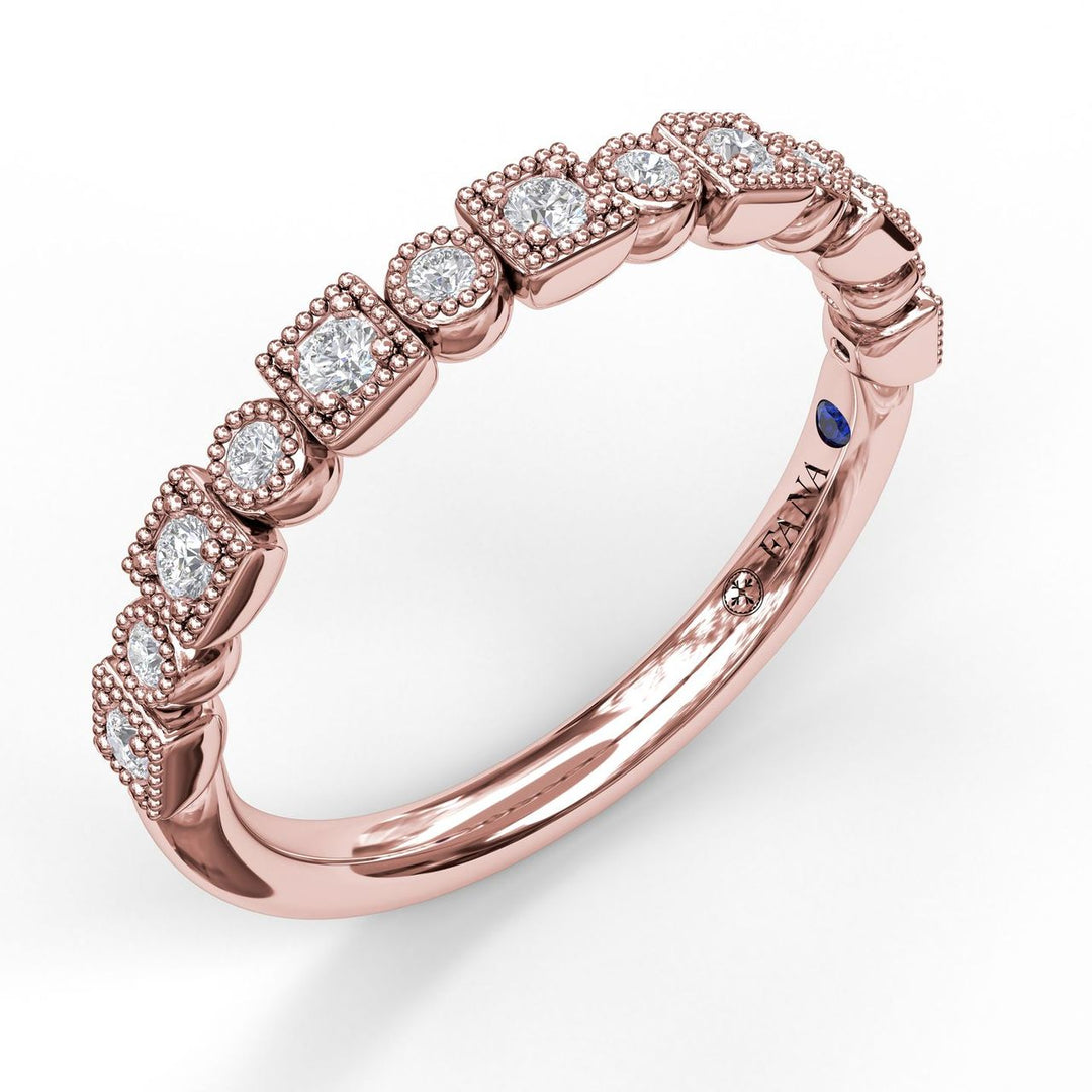 Alternating Square and Round Vintage Diamond Band