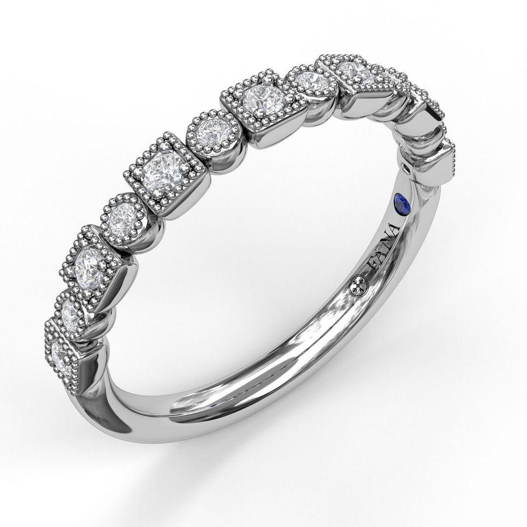 Alternating Square and Round Vintage Diamond Band