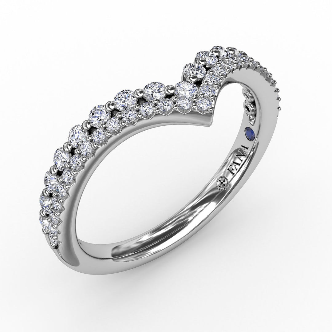 Tiered Prong Set Chevron Diamond Band