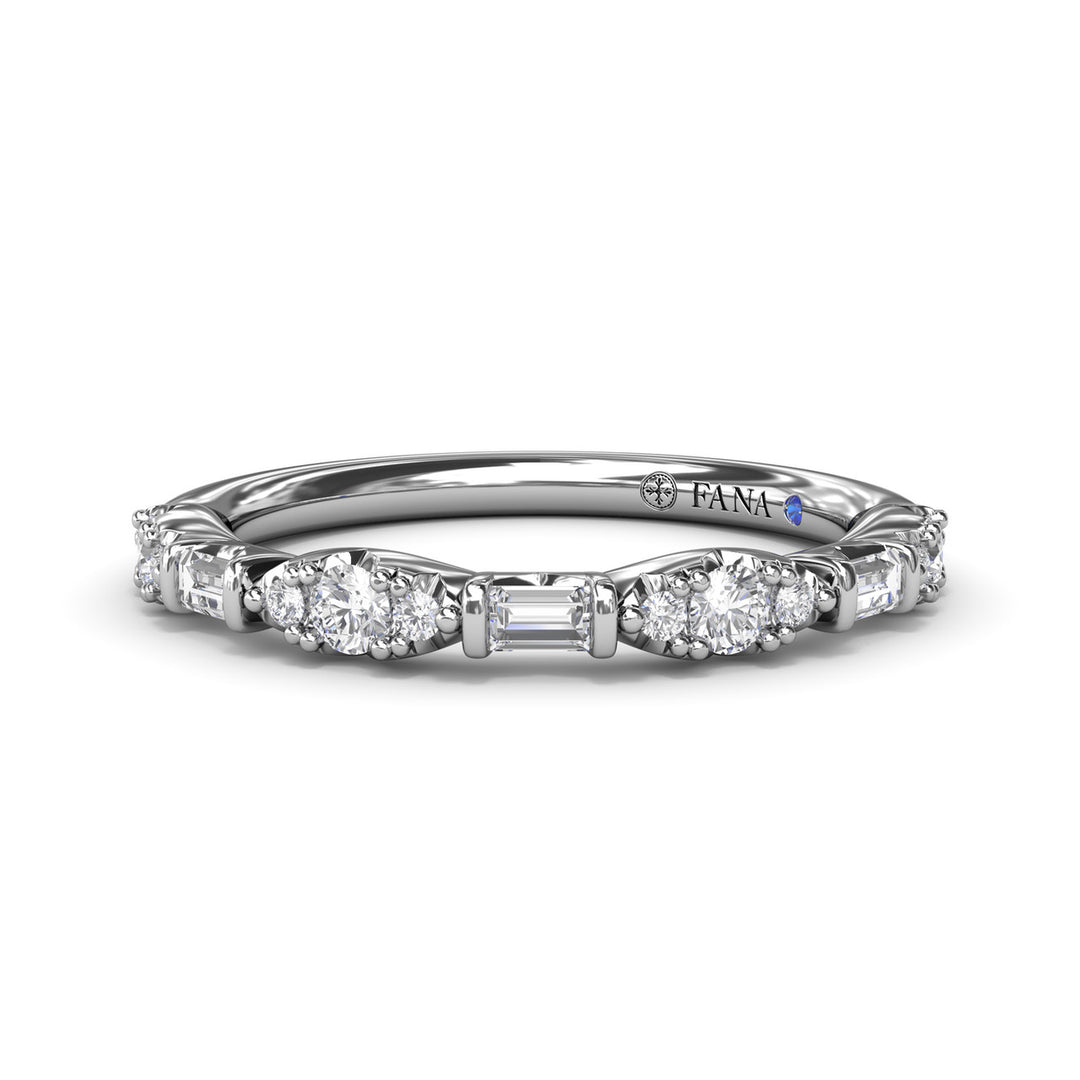 Round Clusters and Emerald Cut Diamond Wedding Ring