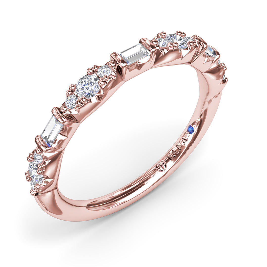 Round Clusters and Emerald Cut Diamond Wedding Ring