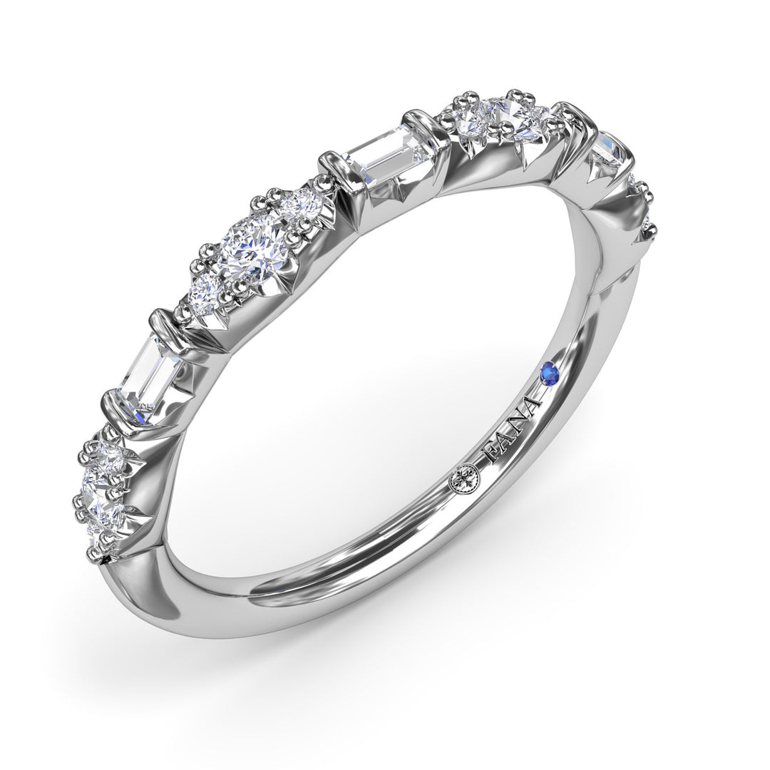 Round Clusters and Emerald Cut Diamond Wedding Ring