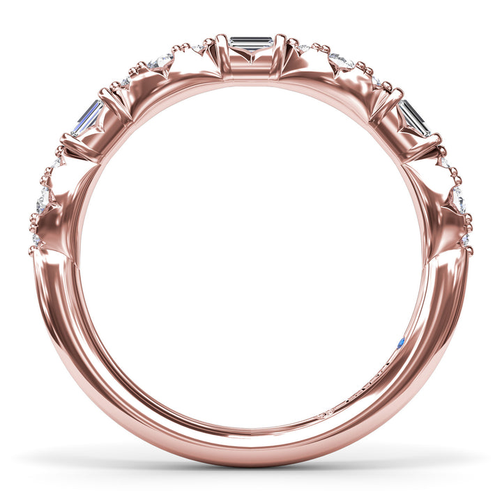 Round Clusters and Emerald Cut Diamond Wedding Ring