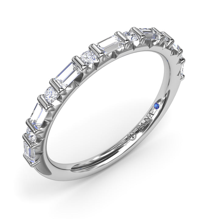 Alternating Round and Emerald Cut Diamond Band