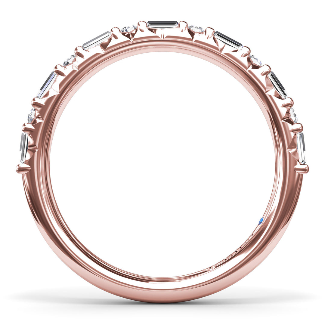 Alternating Round and Emerald Cut Diamond Band