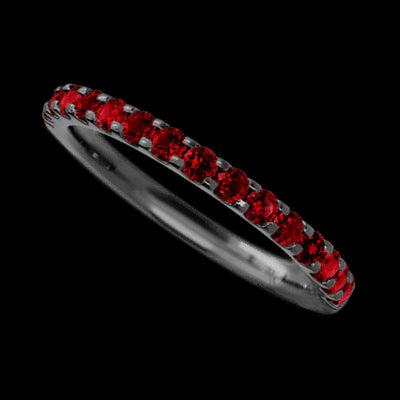 Zirconium band with 15 Round Dark Ruby having TCW-.45