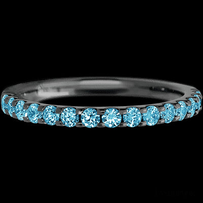 Zirconium band with 15 Round Lab Blue Diamond having TCW-.45
