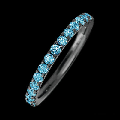 Zirconium band with 15 Round Lab Blue Diamond having TCW-.45