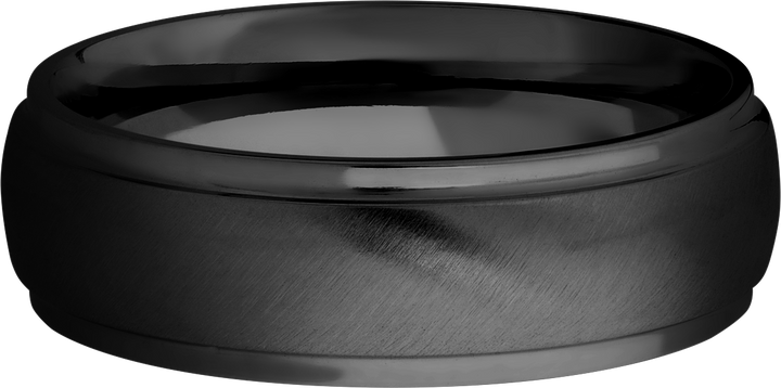 Zirconium 7mm domed band with grooved edges